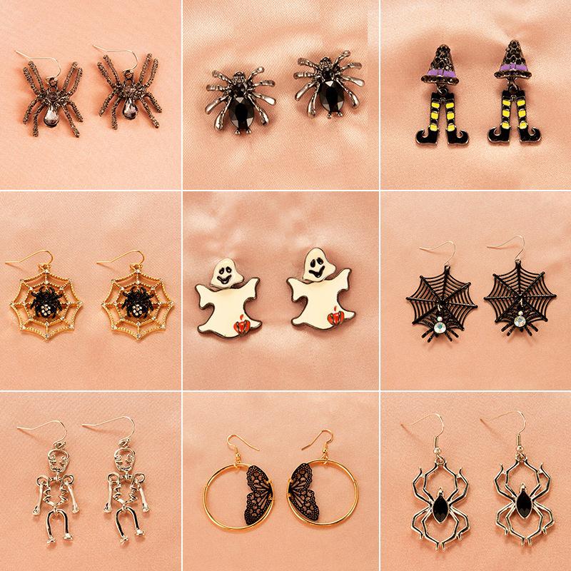 Unique Halloween Earrings: Creative Skull, Pumpkin, Bat, Fun Studs