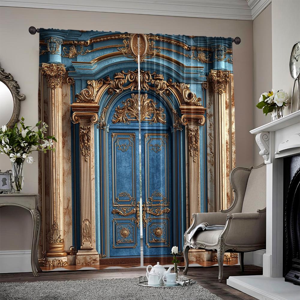 

Set Of 2 Spring Summer Curtains Semi Versatile Durable Polyester All Seasons Use Bedroom Living Room Sheer Made Window Treatment W100*H70(CM)-Hooks&2PCS