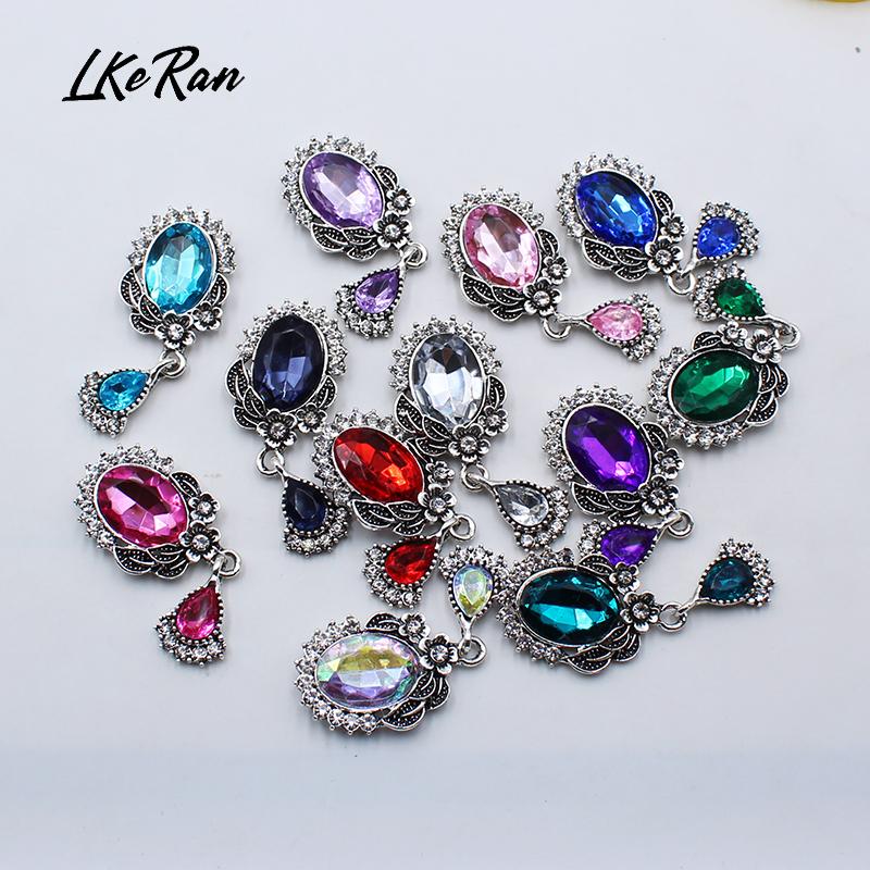 10Pcs 22*52MM NEW Retro Oval Brooch Of Acrylic Rhinestone Buttons Wedding Decoration Party Jewelry Creative Wine Glass Pendant