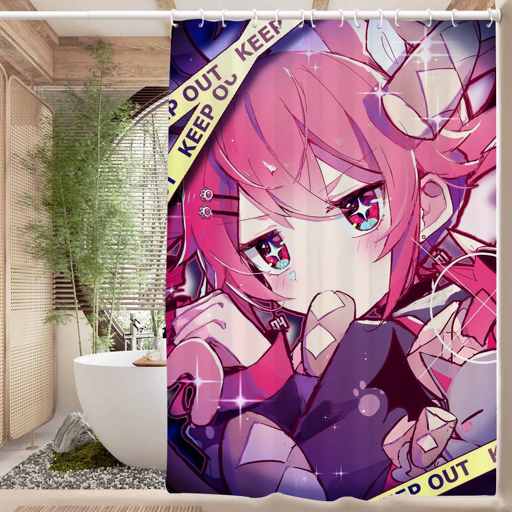 Popular Virtual Singer Kasane Teto Anime Shower Curtain Summer Beach Bathroom Decorative Shower Curtain, Waterproof