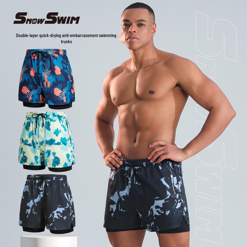 

Men s Five-Point Boxer Swim Trunks - New Professional Beachwear L (100-125 lbs)