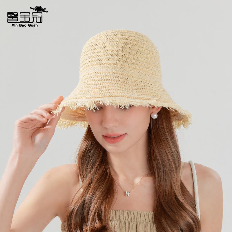 Summer sun hat children versatile fashion fringed big brim straw hat outdoor travel beach seaside sun hat