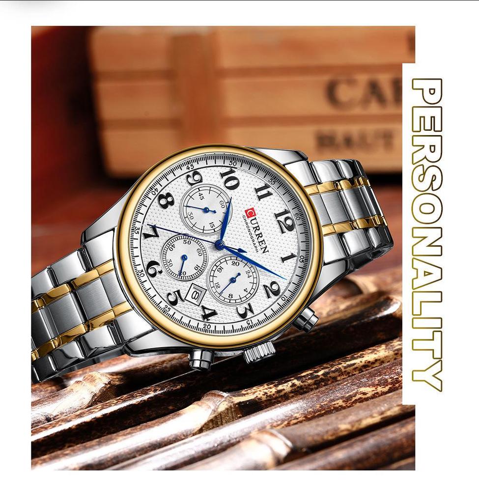 CURREN 8466 Men's Multifunctional Steel Chronograph Quartz Watch