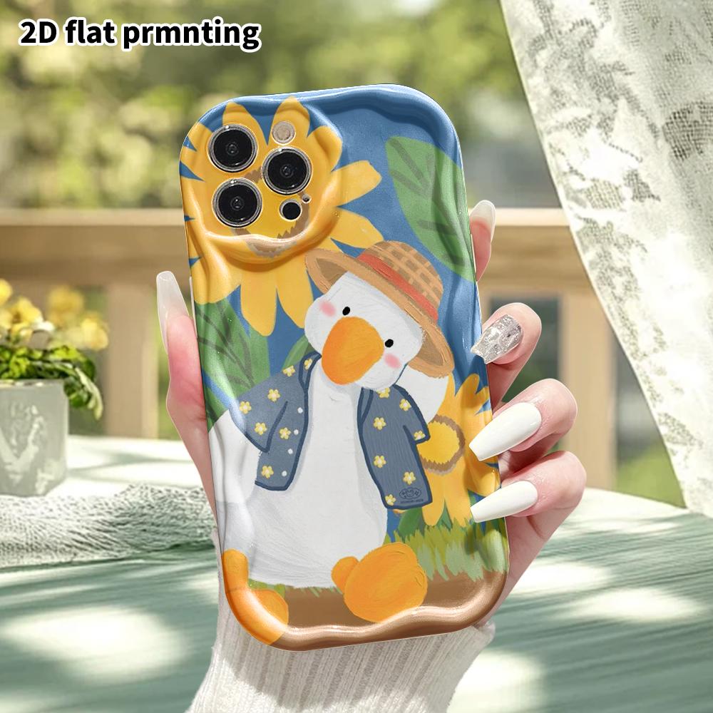 Phone Case: 2D Flat Design Suitable for iPhone 18 17 16 15 14 13 Pro Protective Case, Straw Hat Big White Goose, Perfect Christmas and Halloween Holid