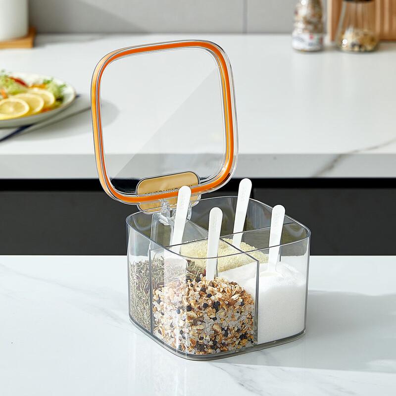 Ruhan 4-Compartment Plastic Seasoning Box