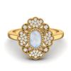6X4 MM Oval Natural Moonstone Designer Flower 925 Sterling Silver Gold Vermeil Women Wedding Ring