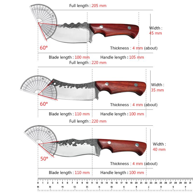4 Inch Stainless Steel Utility Knife Kitchen Boning Knife Meat Cleaver Butcher Knife Forging Fish Knife Wood Handle Cooking Tool