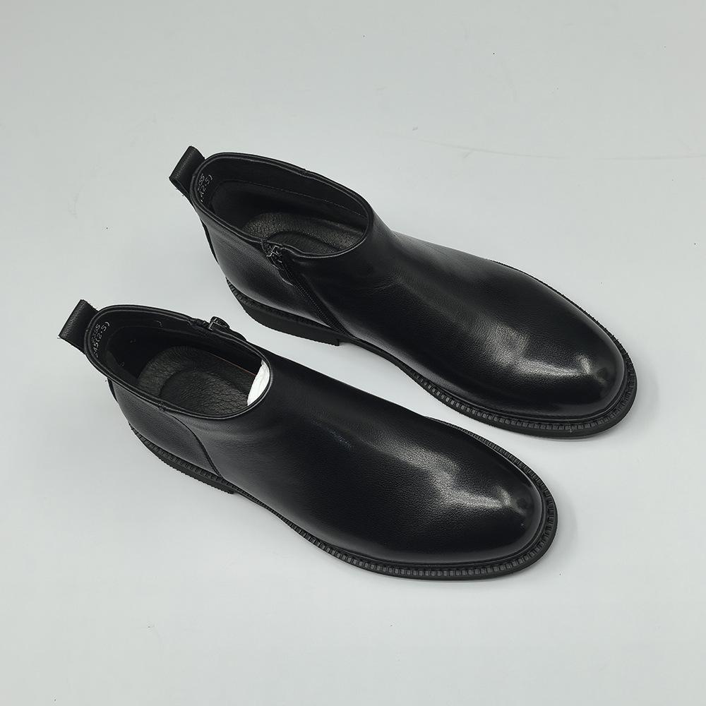 Autumn and Winter Black Casual Leather Boots Genuine Leather High-top Business Casual Leather Shoes Martin Boots