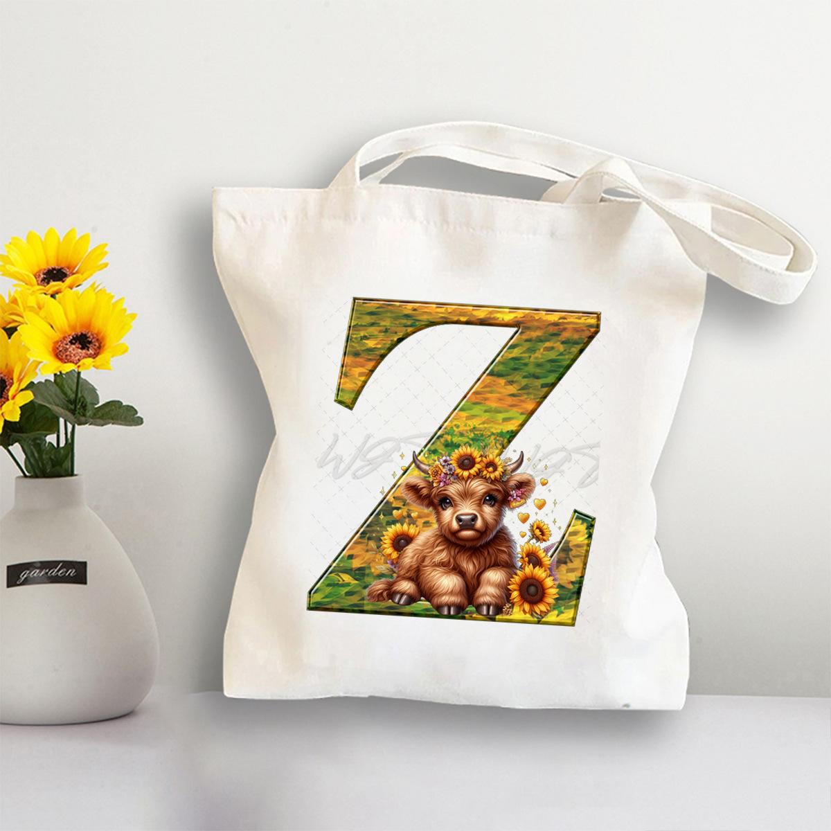 

Студенческая холщовая сумка-тоут с принтом букв, большой вместимости, для иностранных торговых операций, для поездок на работу, на плечо No specification