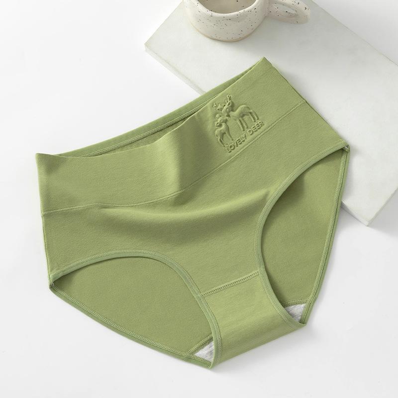 

Женское хлопковое нижнее белье большого размера на весну и осень с завышенной талией и треугольным кроем XXL зелёный