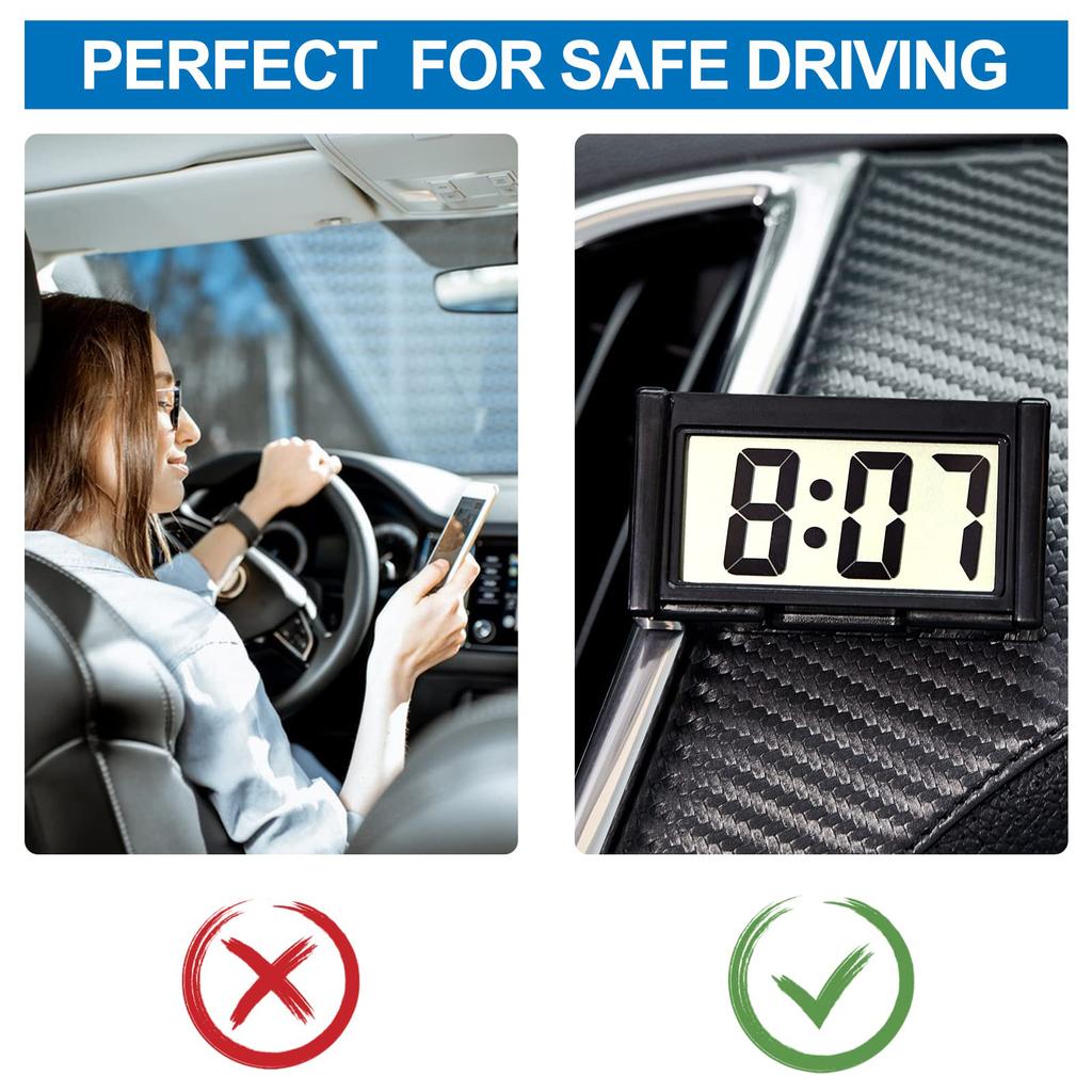 Electronic Digital Display Car Clock Self Adhesive Simple Digital Clock Car Electronic Clock Dashboard Time Car Accessories