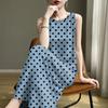 Summer Polka Dots Tank Dress for Women Casual Crew Neck Beach Vacation Sundress Loose Sleeveless Midi Dress