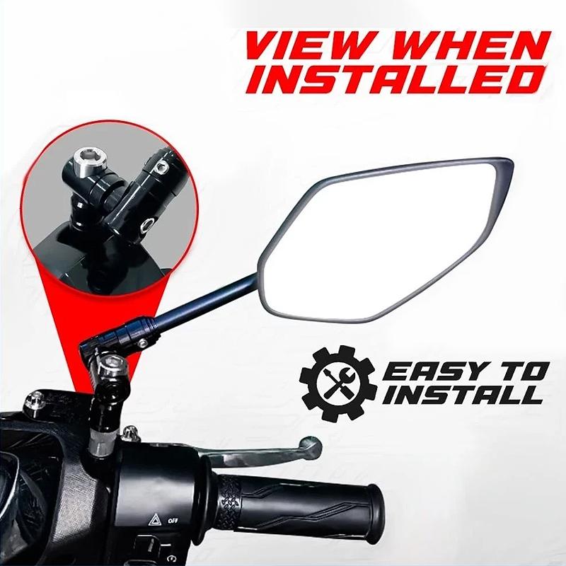 Motorcycle Side Mirror Folding Mechanism Cnc 360° Processor Universal Rearview Mirror Fully Adjusta