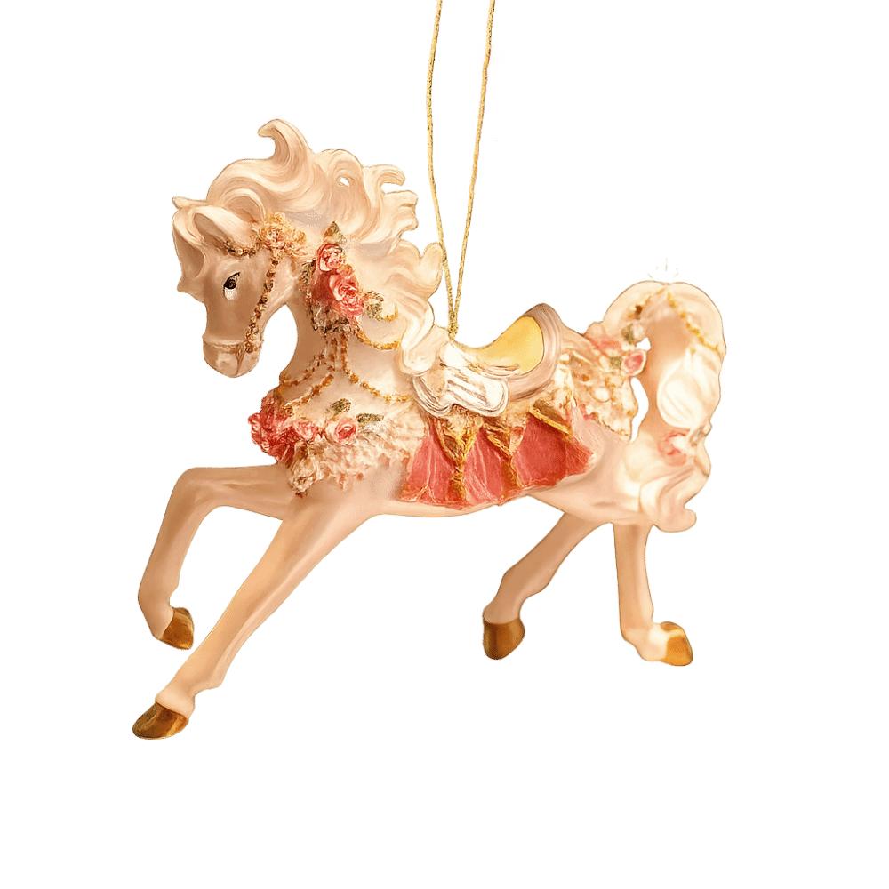 Weißes Pferd Weihnachts-Hängeanhänger Acryl-Taschenanhänger Charms Auto-Pferdeanhänger 2D Flaches Weihnachtsbaum-Ornament Navidad Dekor