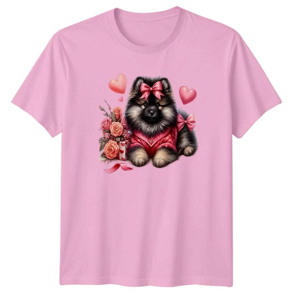 Pomeranian Puppy Hearts Valentines Day Unisexs TShirt Unisexs Tee Graphic Top