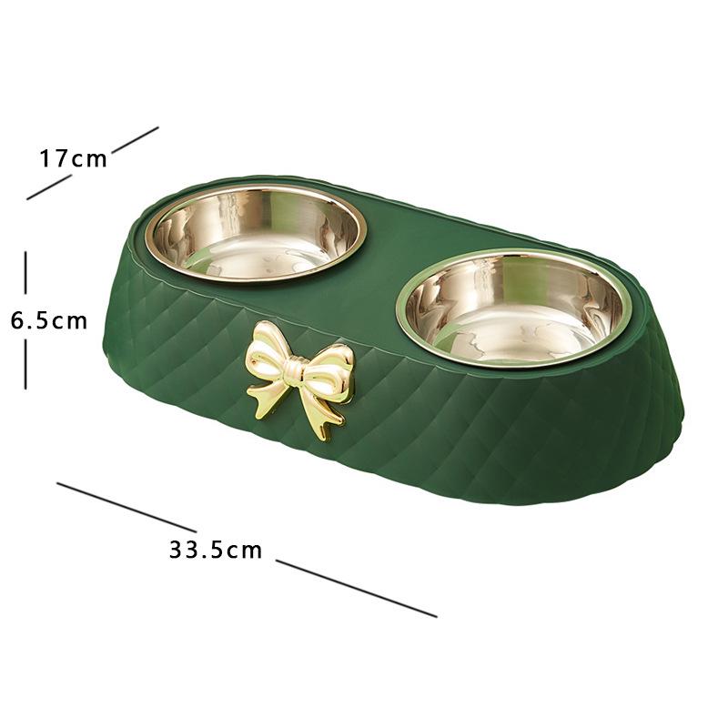 

Stainless Steel Non-Slip Double Pet Bowl with Bowknot Design - Anti-Tip, Anti-Black Mouth