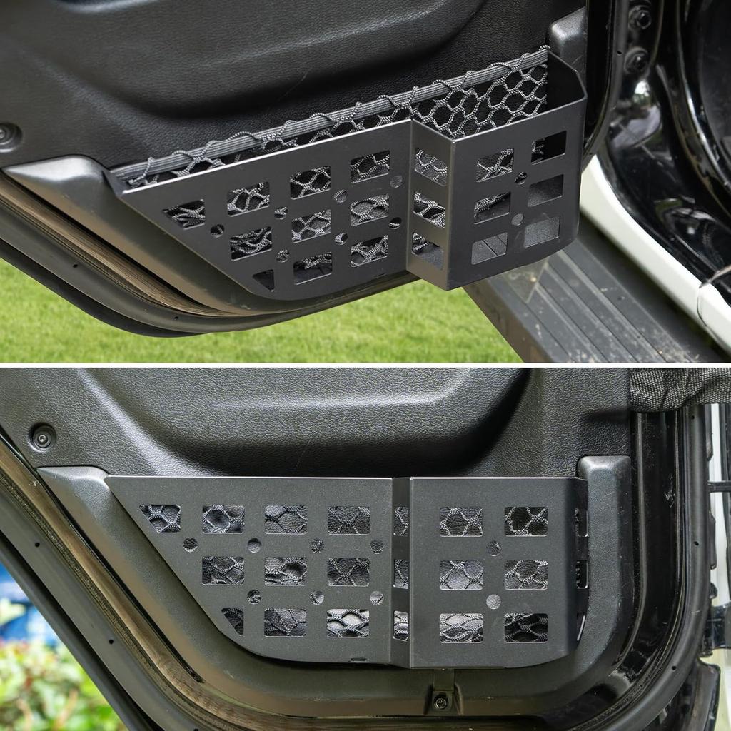 Metal Rear Door Storage Pockets Compatible With 2018-2025 Jeep Wrangler JL JLU JT Side Organizer Storage Box Replace Sagging Nets