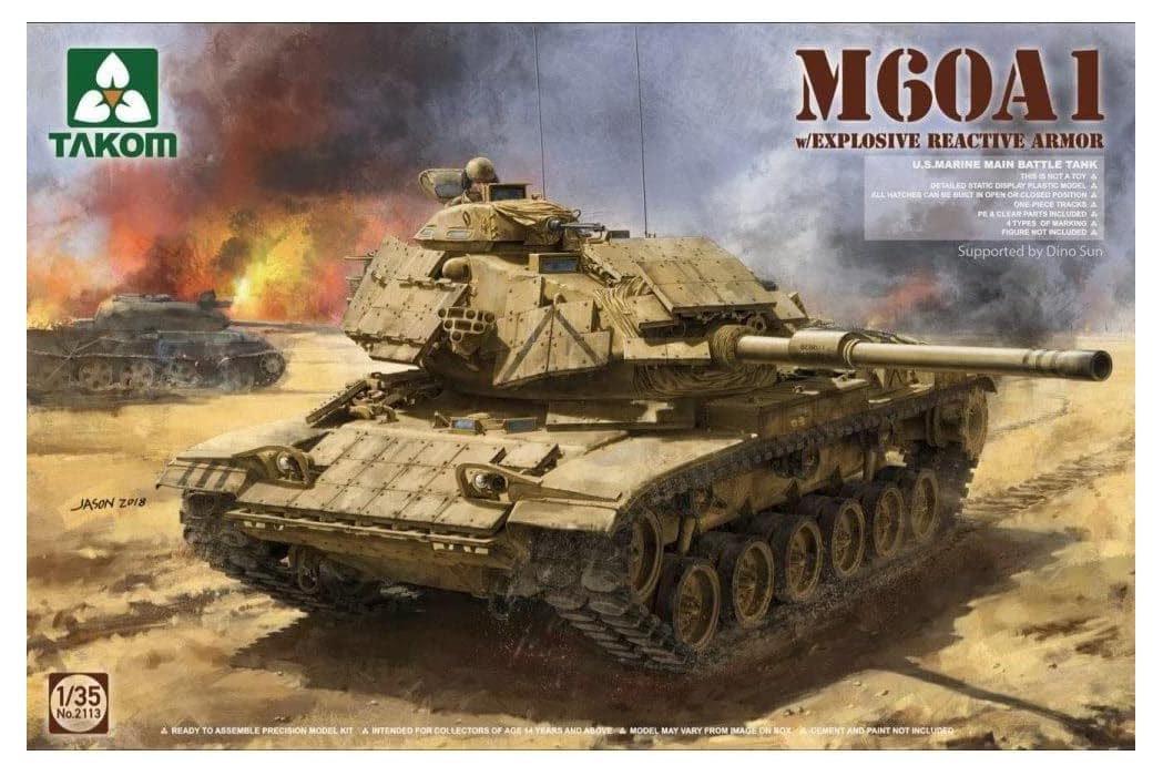 

Takom Scale M60A1 US Marine Corps Main Battle Tank with ERA Explosive Reactive Armor Plastic Model Kit TKO2113 1/35