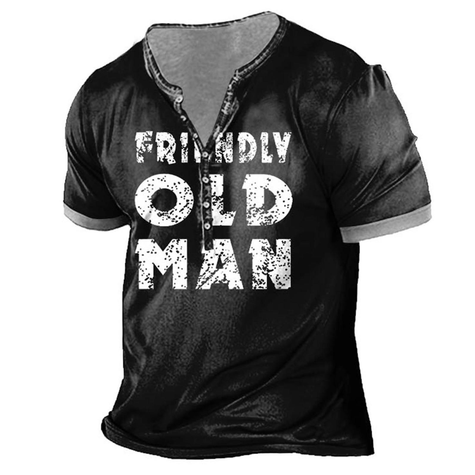 

Мужская футболка с принтом на открытом воздухе, свободный топ с короткими рукавами на пуговицах в стиле ретро XXXL чёрный