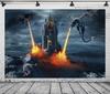 BELECO 7x5ft Fabric Gothic Castle and Dragons Backdrop for Photography Fantasy Two Dragons Attack The Castle Fire Breath