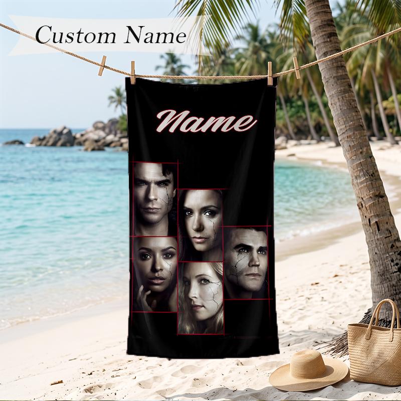The Vampire Diaries Custom Name Printed Beach Towel Personalized Soft Towel For Swimming Beach Travel