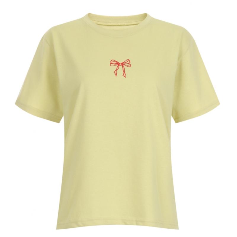 Shop   Women S Round Neck Ribbon Embroidery baSic ShorT Sleeve T ShirT roSe Brow