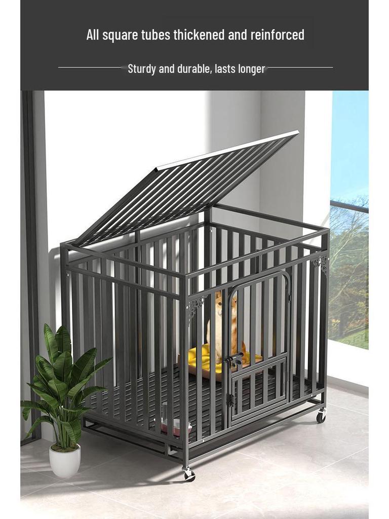 Extra Thick Dog Cage with Toilet for Large Breeds: Golden Retriever, Samoyed, Border Collie, Labrador