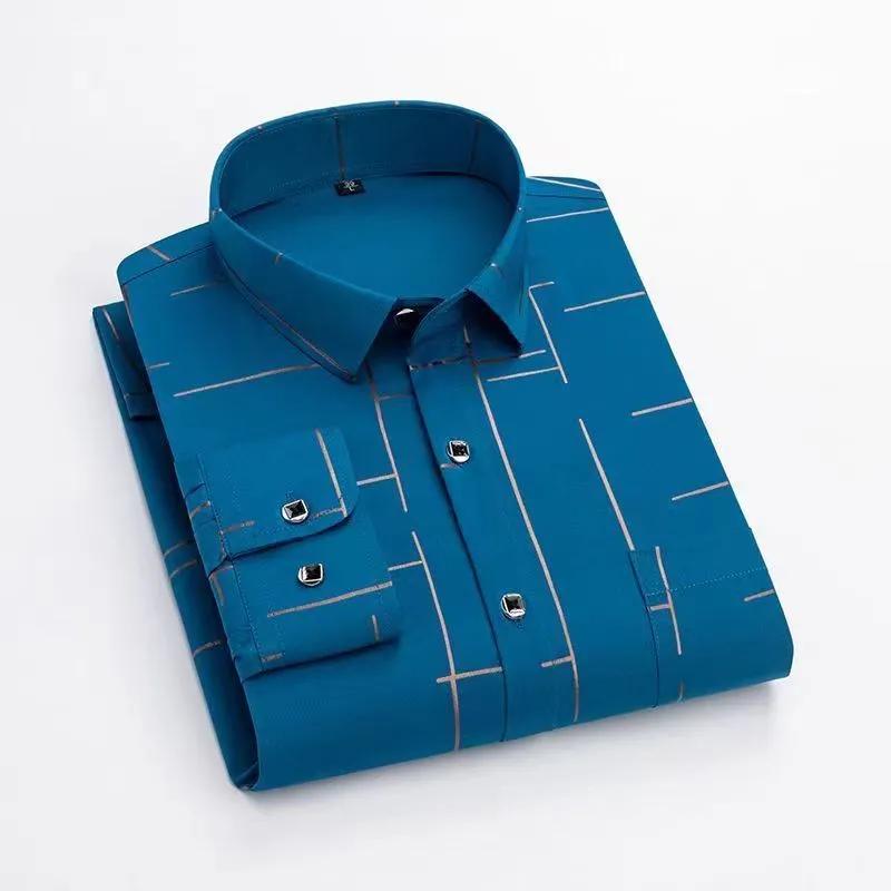 Men's Long Sleeve Plaid Dress Shirt Slim Fit Business Casual Button Down Shirt
