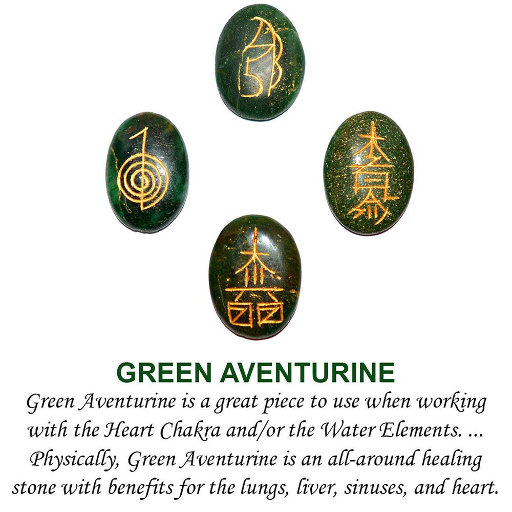 Reiki Crystal Products Green Aventurine Reiki Symbol Set Reiki Symbol Crystal Set Reiki Symbol Stone Reiki Symbol Set 4 pc for Reiki Healing and
