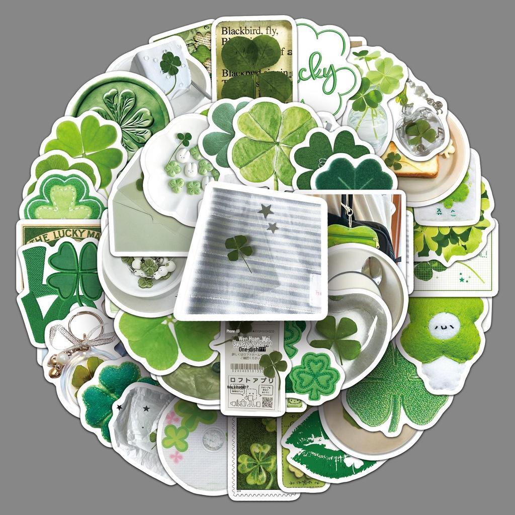 50 Four-Leaf Clover Graffiti Stickers for Laptop & Tablet Decoration