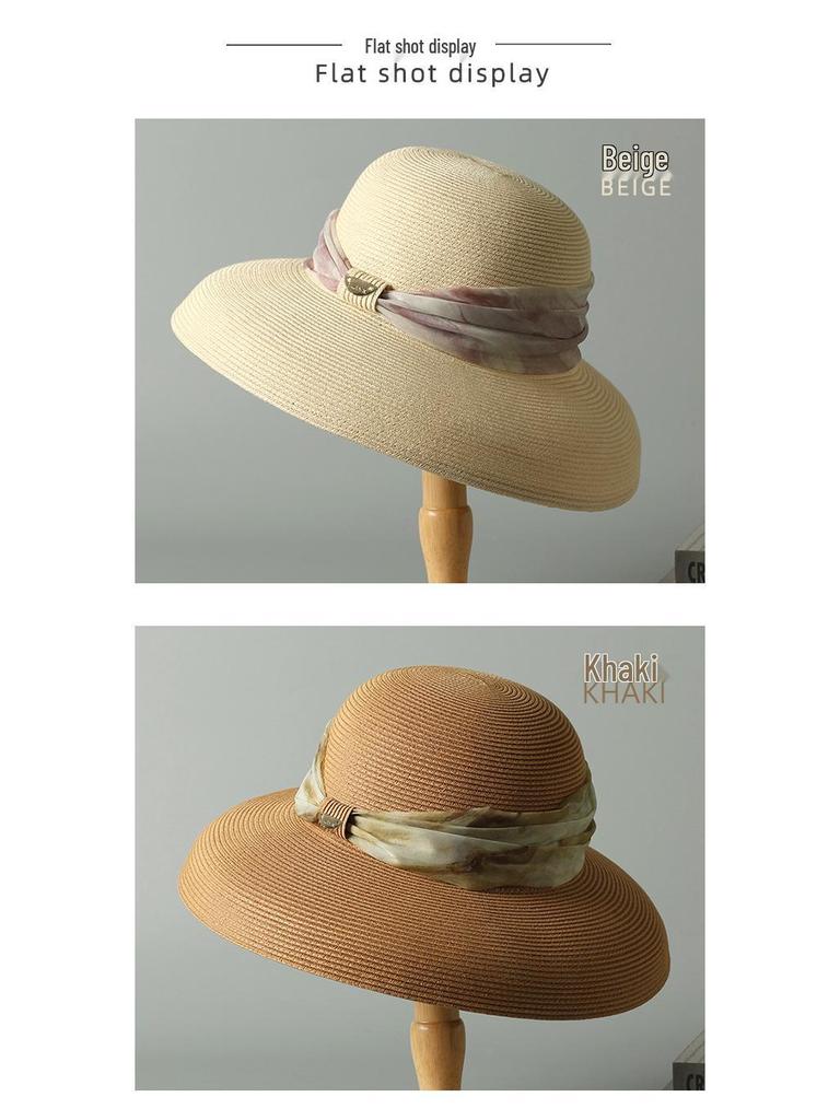 2025 Letni Kapelusz Przeciwsłoneczny z Szerokim Rondem: Oddychający słomkowy kapelusz kopułkowy na podróże, plażę i ochronę przed słońcem