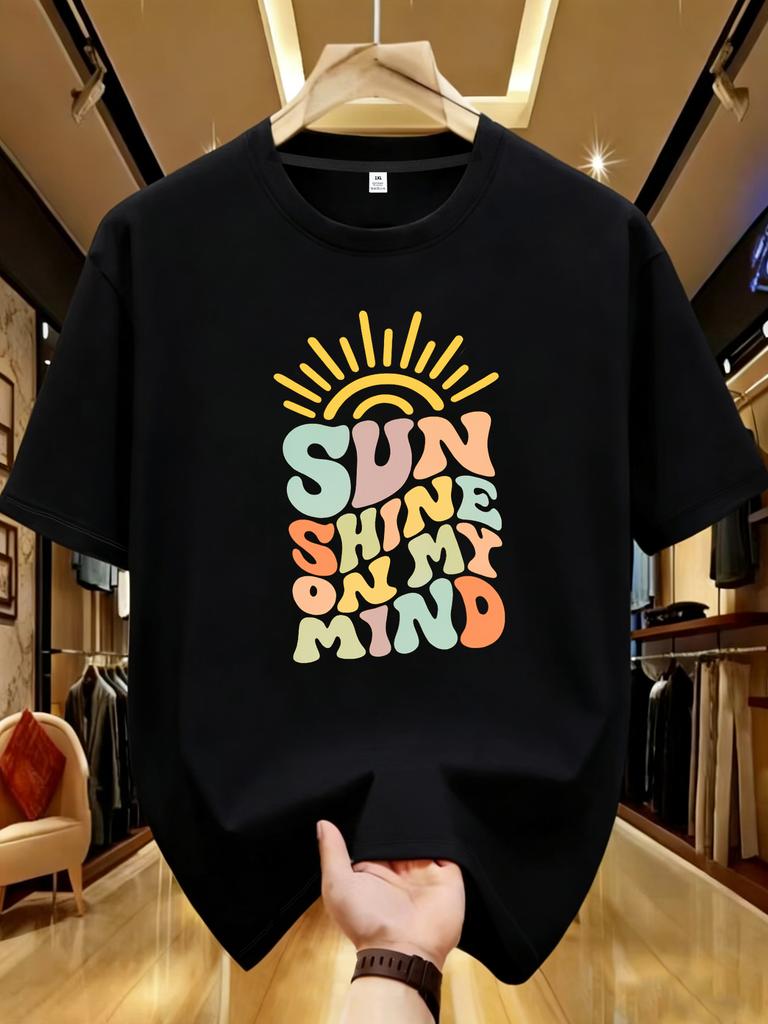 Wzm1041171creative Letter Printed Plus Size Unisexs Round Neck Summer Casual Short Sleeved Street Fashion Versatile Tshirt
