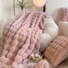 Rabbit Fur Multi-functional Wool Blanket Luxury Fluffy Cozy Comfortable Warm Throw Blanket For Winter Decor Home Sofa Bedspread