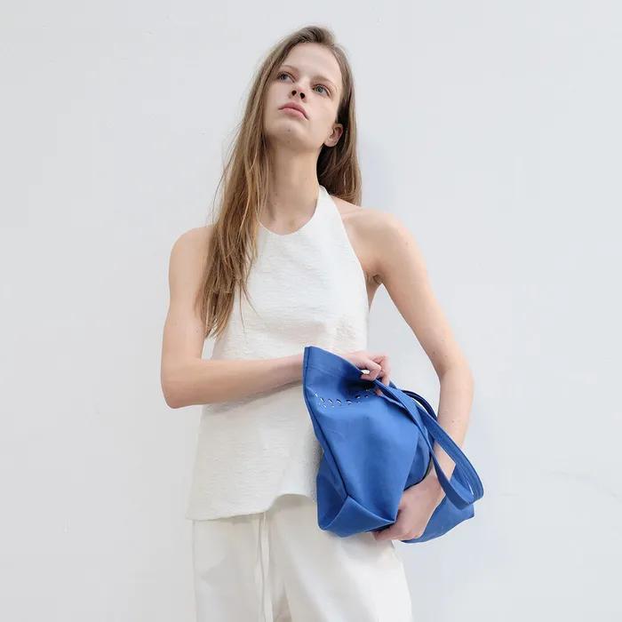 Studded Canvas Bag (Blue)
