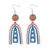 Elegant Star and Stripes Earrings for Independence Day Parties Wooden Earrings Patriotic Ear Accessories for Women
