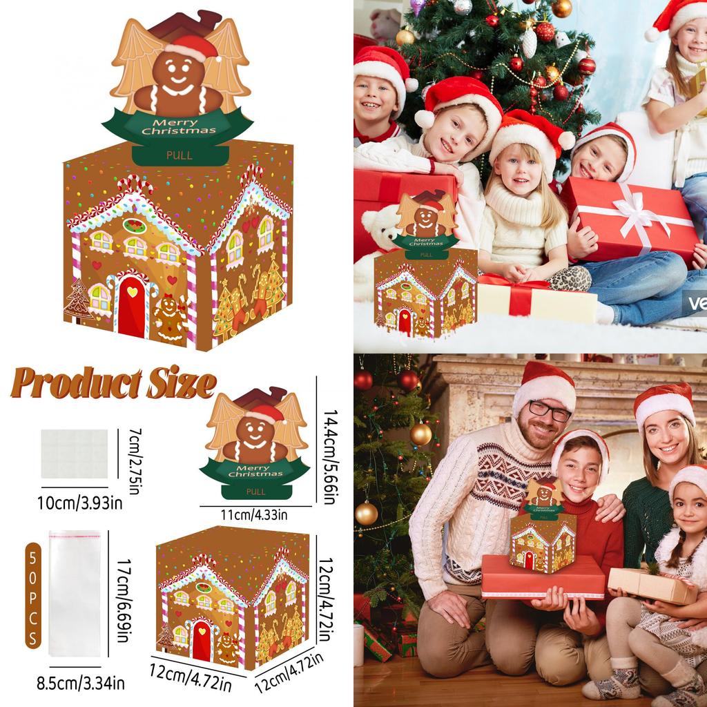 Man Gingerbread House Pattern Paper Money Box Christmas Theme Party Decor Props