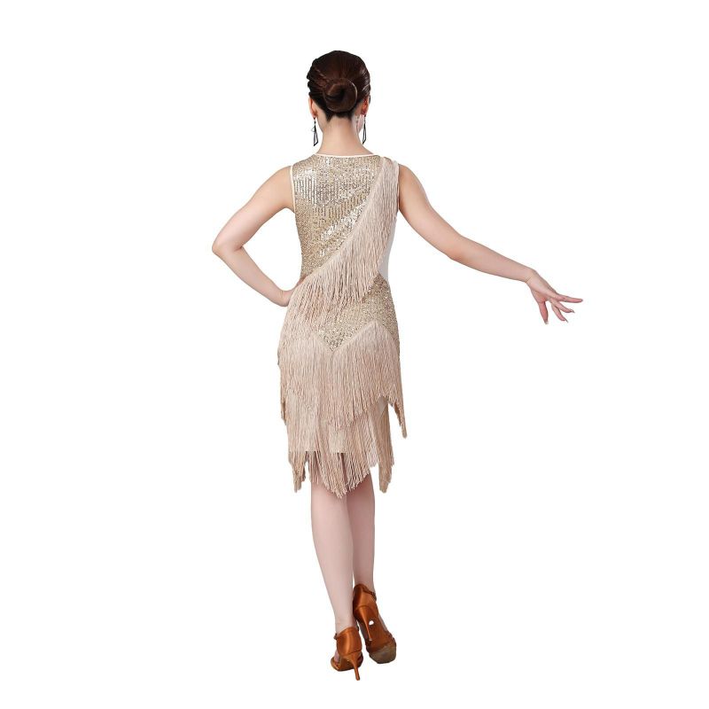 Women's Dance Dresses Sleeveless Sequin Fringe Latin Dance Dress