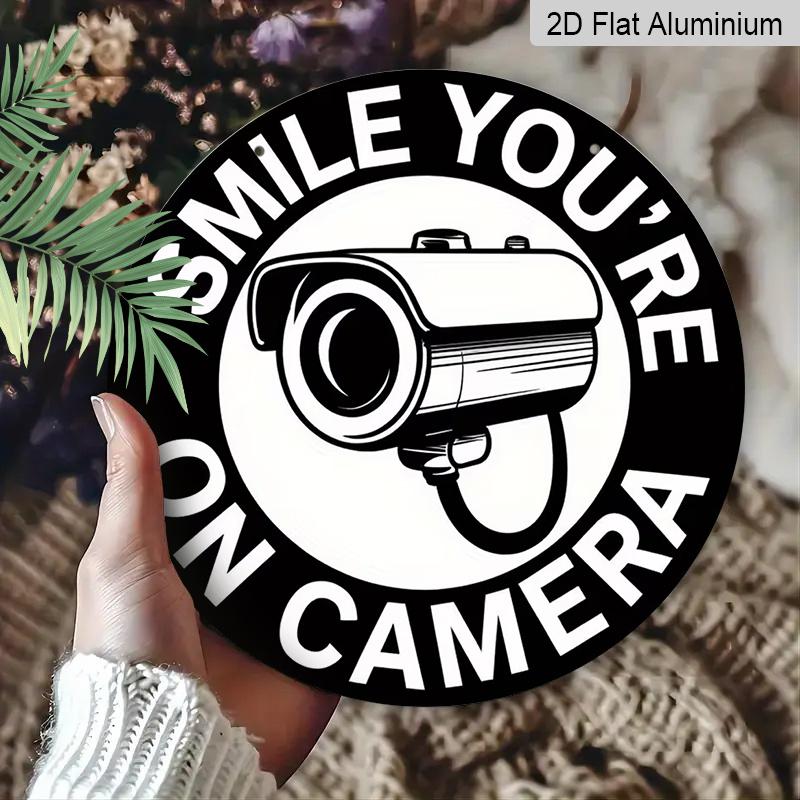 2D Flat Aluminum Retro-style Security Camera Wall Decoration, 7.87 Inches X 7.87 Inches. Suitable for Cafes, Living Rooms, Kitchens, Bars, Porches