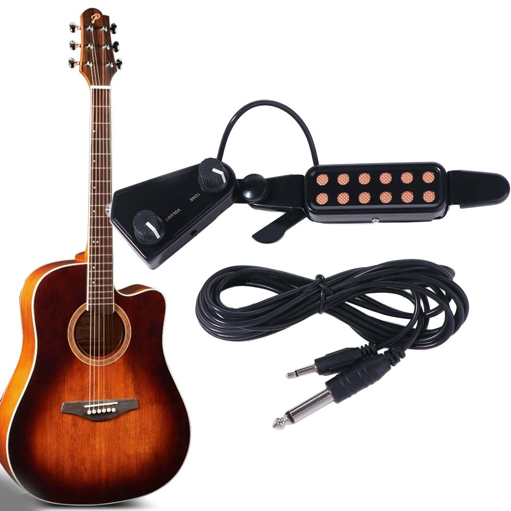 Tone Knobs Guitar Transducer 12-Hole Design Soundhole Pickup Acoustic Guitar Pickup  Stage Use
