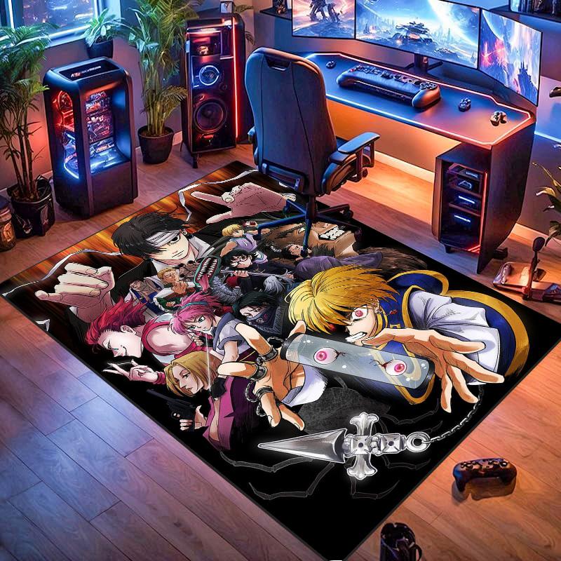 Hunter X Hunter Anime Area Rug, Non Slip Floor Mat, All Main Characters Group Print Carpet for Living Room Bedroom Decor