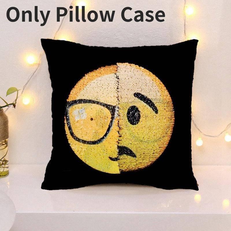 

Двусторонняя наволочка с пайетками-эмодзи, декоративная наволочка для подушки-спинки, подарок Style F
