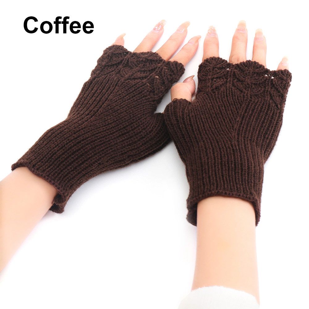 Women Girls Elastic Candy Color Arm Warmers Fingerless  Mittens Thick Warm Knitted Gloves