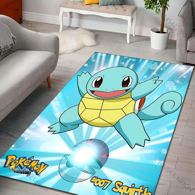1PC Japanese Anime Pokémon Squirtle Print Rug Carpet for Living Room Children Bedroom Mat Sofa Doormat Home Decor Anti-Slip Mat