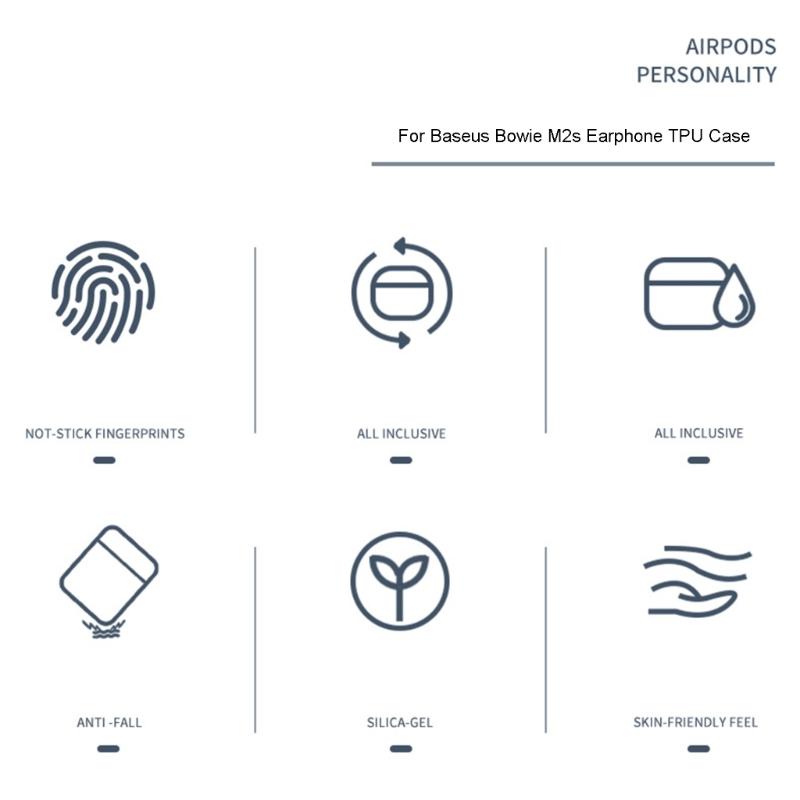 Compatible for Baseus-Bowie M2s Earphone Cover-Shell Shockproof Anti-scratch Soft Sleeve Washable Housing Dustproof Case