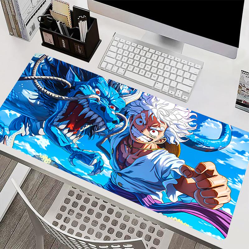 Large Mouse Pad Gaming Keyboard Mat OOne PPiece Luffy Black And White Anime Carpet Pc Computer Mousepad Game Extended Desk Mat