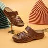 Thick-soled hollowed-out carved slippers women's slope heel open-toed beach shoes wish cool slippers