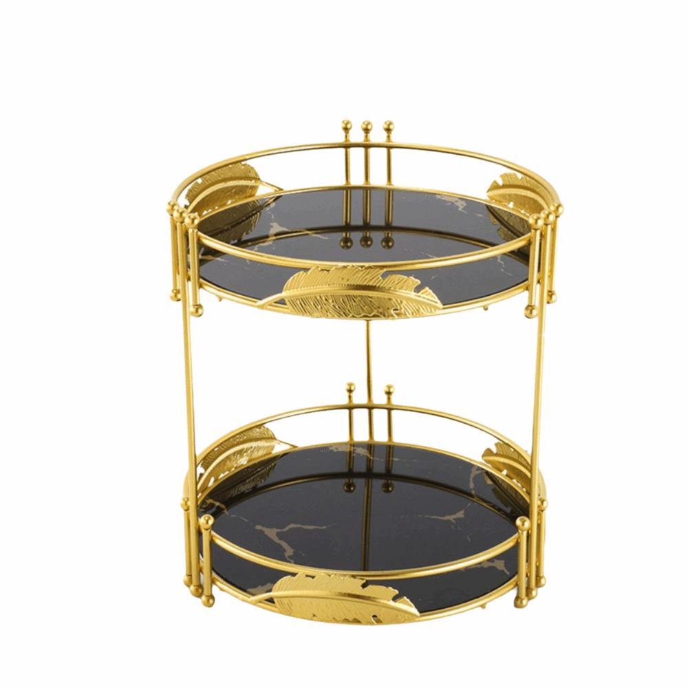 Detachable Tray Desktop Shelf Gold Plated Cosmetics Storage Rack For Vanity Dresser Tabletop