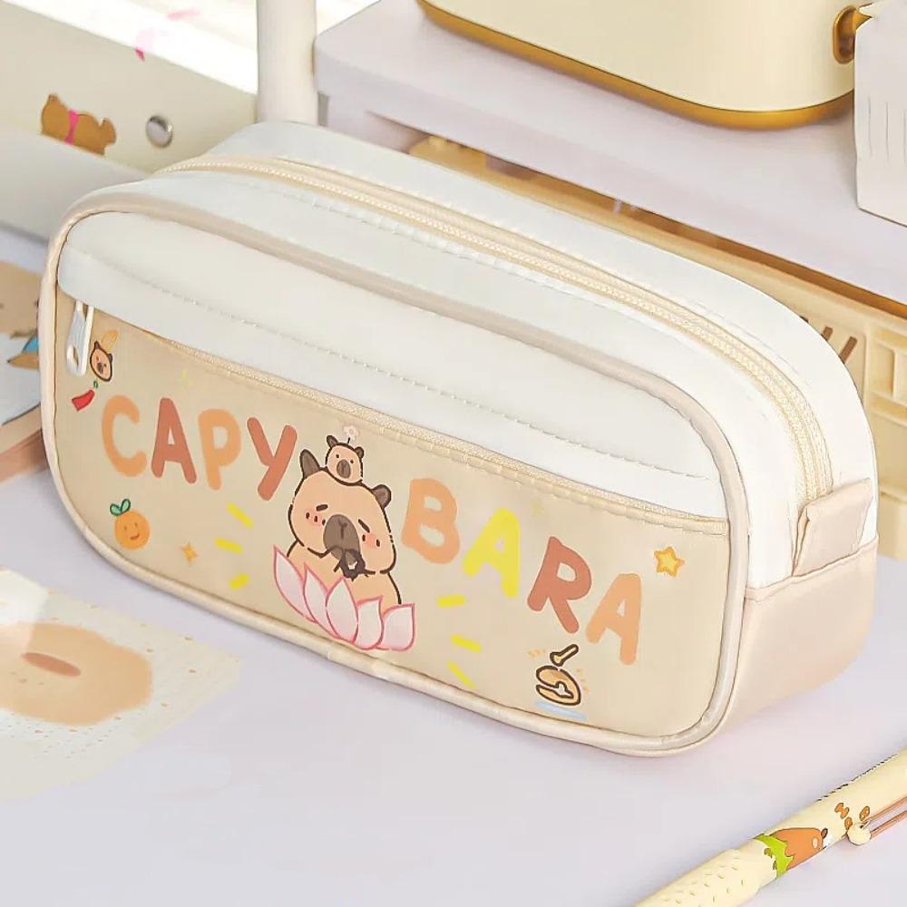 Large Capacity Capybara Stationery Bag Pencil Case Cartoon Pencil Bag  School