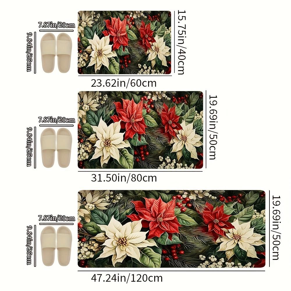 Christmas Red Plaid Pickup Truck Tree Snowflake Kitchen Rug Set Non Slip Washable Floor Mat Indoor Holiday Decor