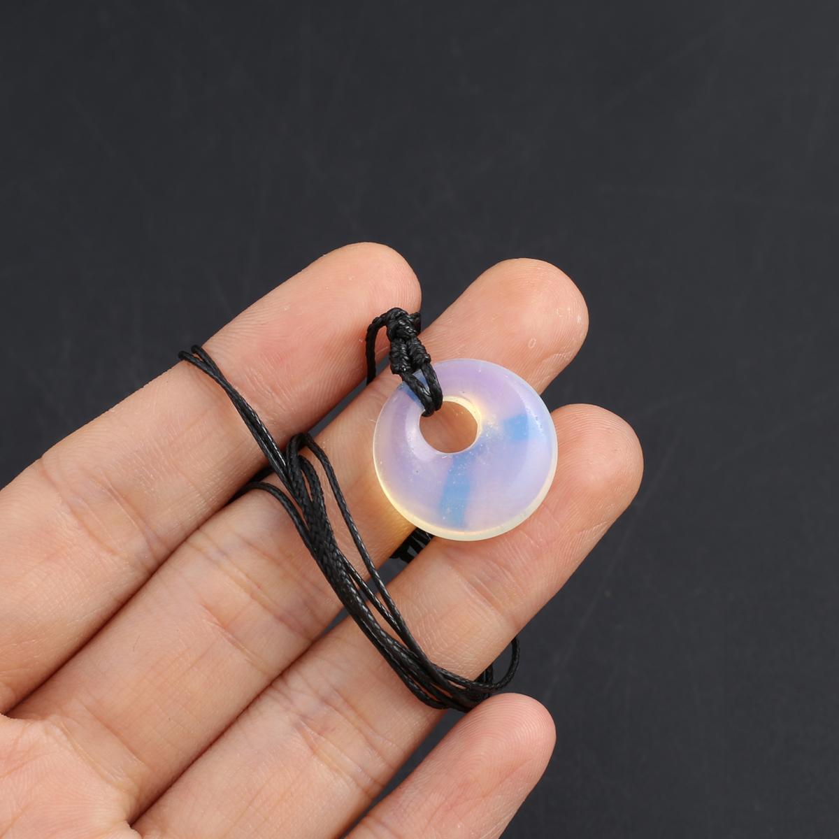 

1шт кристалл ожерелье кулон, круглый натуральный камень агат содалит нефрит аметист драгоценный камень кулон ожерелья для женщин мужчин ювелирные изделия подарки на день рождения 18 мм 1Pc-Opal/18mm